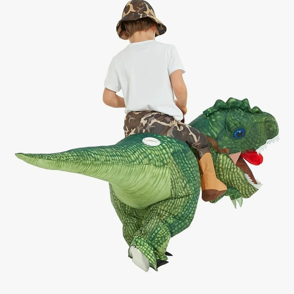 One Casa Inflatable Costume Dinosaur Riding T Rex Air Blow up Party Halloween